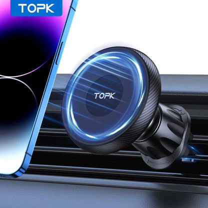 TOPK Magnetic Car Phone Holder Air Vent Car Phone Stand for Magsafe Iphone 15 14 13 Promax Xiaomi Samsung Strong Magnet Holder