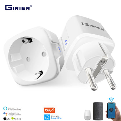 16A EU Smart Wifi Power Plug with Power Monitor Smart Home Wifi Wireless Socket Outlet Works with Alexa Google Home Tuya App