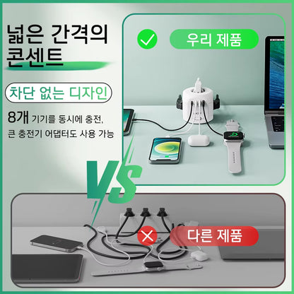 EU Plug Power Strip with 4 AC Outlets 3 USB Port 1 Type C 2M/3M Braided Cable Multi Socket with Switch for Home